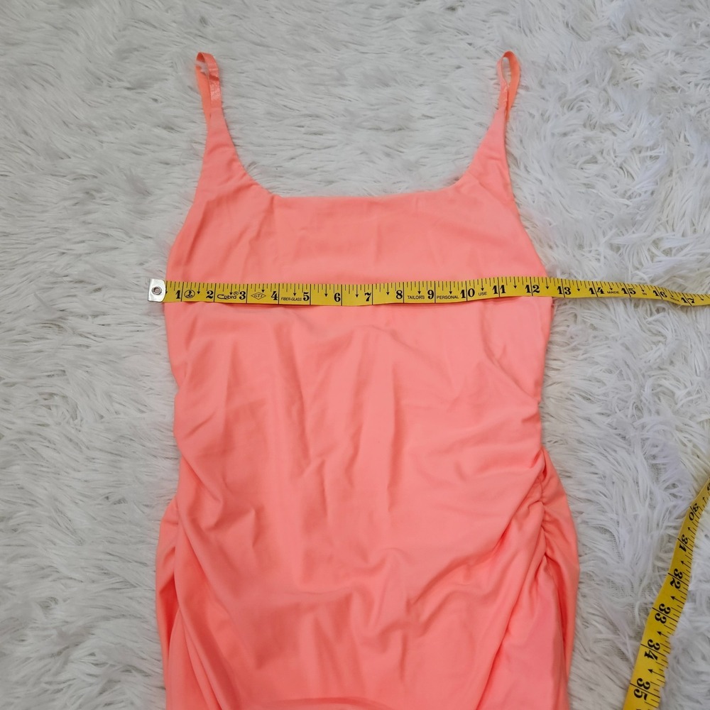 NWT Tiger Mist Bondi Neon Coral Ruched Stretchy Sexy Bodycon Mini Dress Sz M - Picture 7 of 12